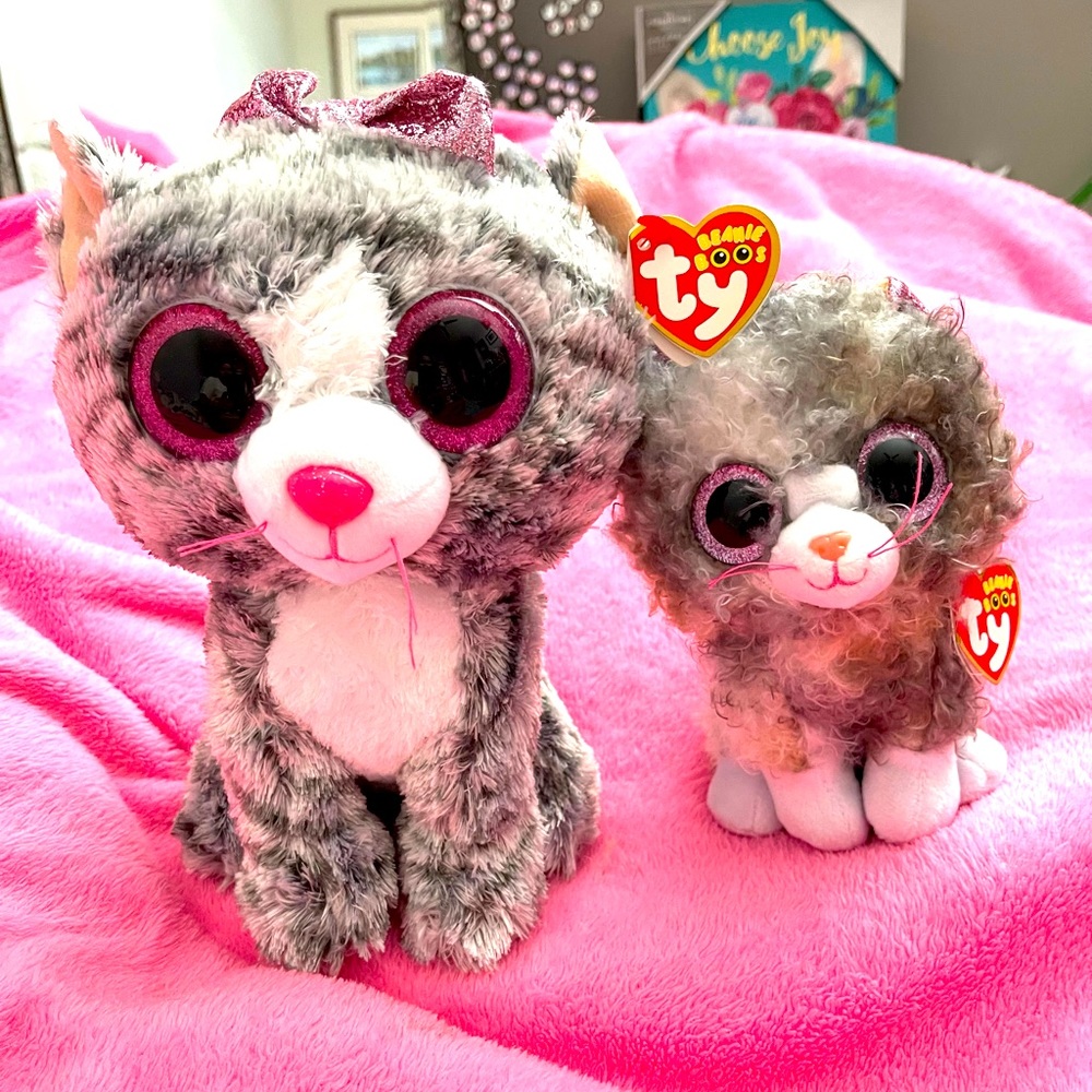 Ty beanie boos Cat bundle = 2 cat 1 medium size and one regular